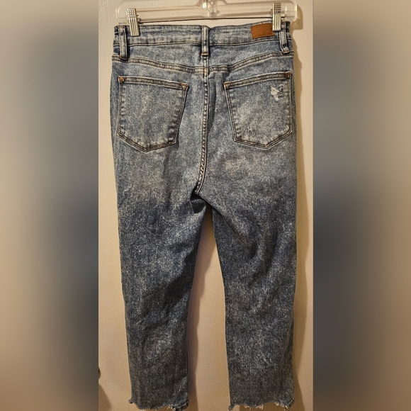 Judy Blue Jeans Blue Denim Cropped Bootcut Distressed Stretch Women's Size 7/28 - Picture 6 of 13